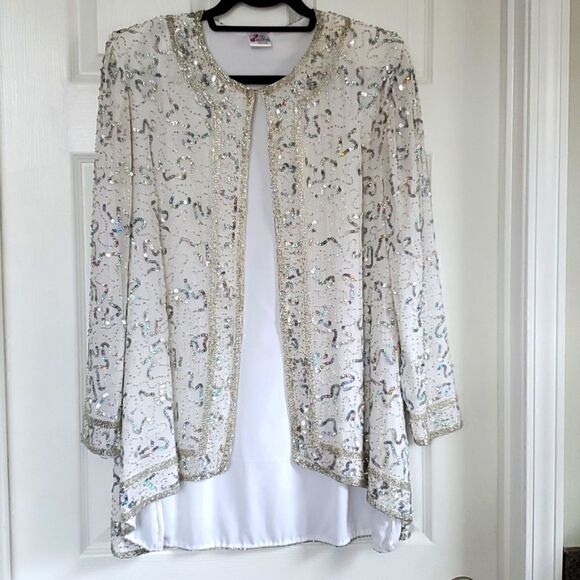 Silk beaded,gorgeous sequin jacket, small - Picture 1 of 6